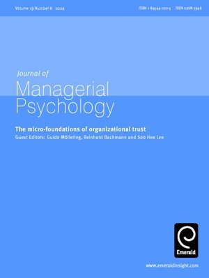 cover image of Journal of Managerial Psychology, Volume 19, Issue 6